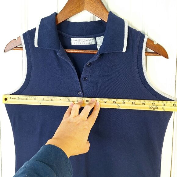 Carolyn Taylor Navy Blue Sleeveless Mini Polo Tennis Dress Vintage Retro Sz S - Picture 8 of 11